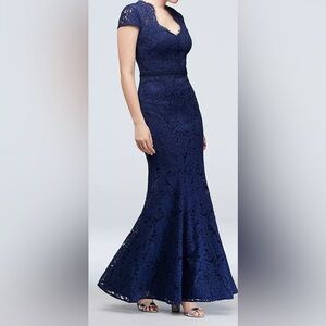 JS Collections Blue Lace Mermaid Gown size 4